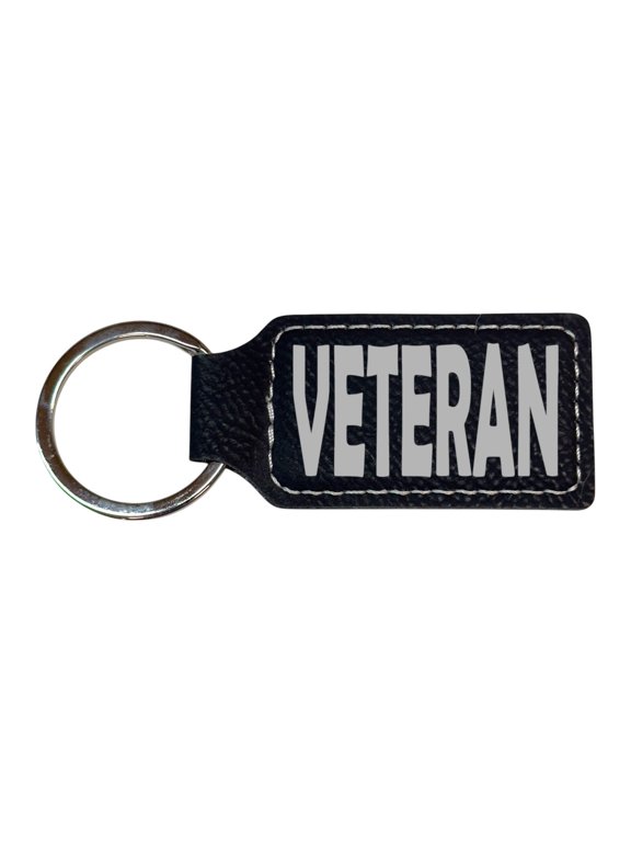 Keychain - Rectangle - Veteran - Leather