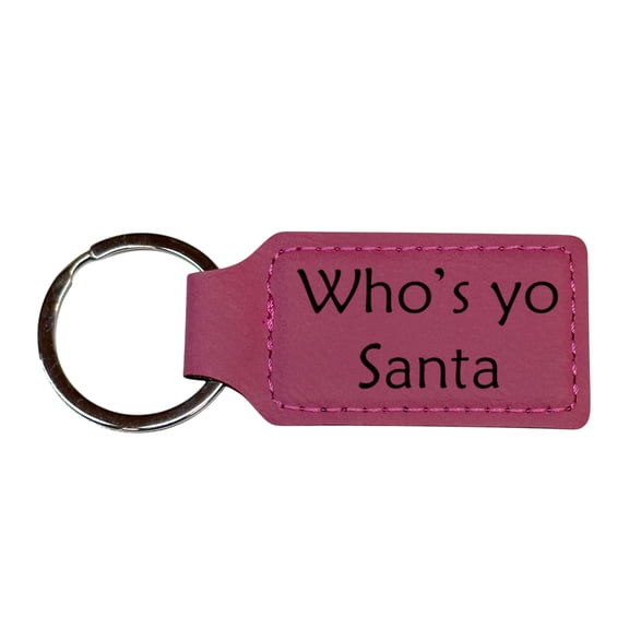 Keychain - Rectangle - Whos yo Santa - Leather