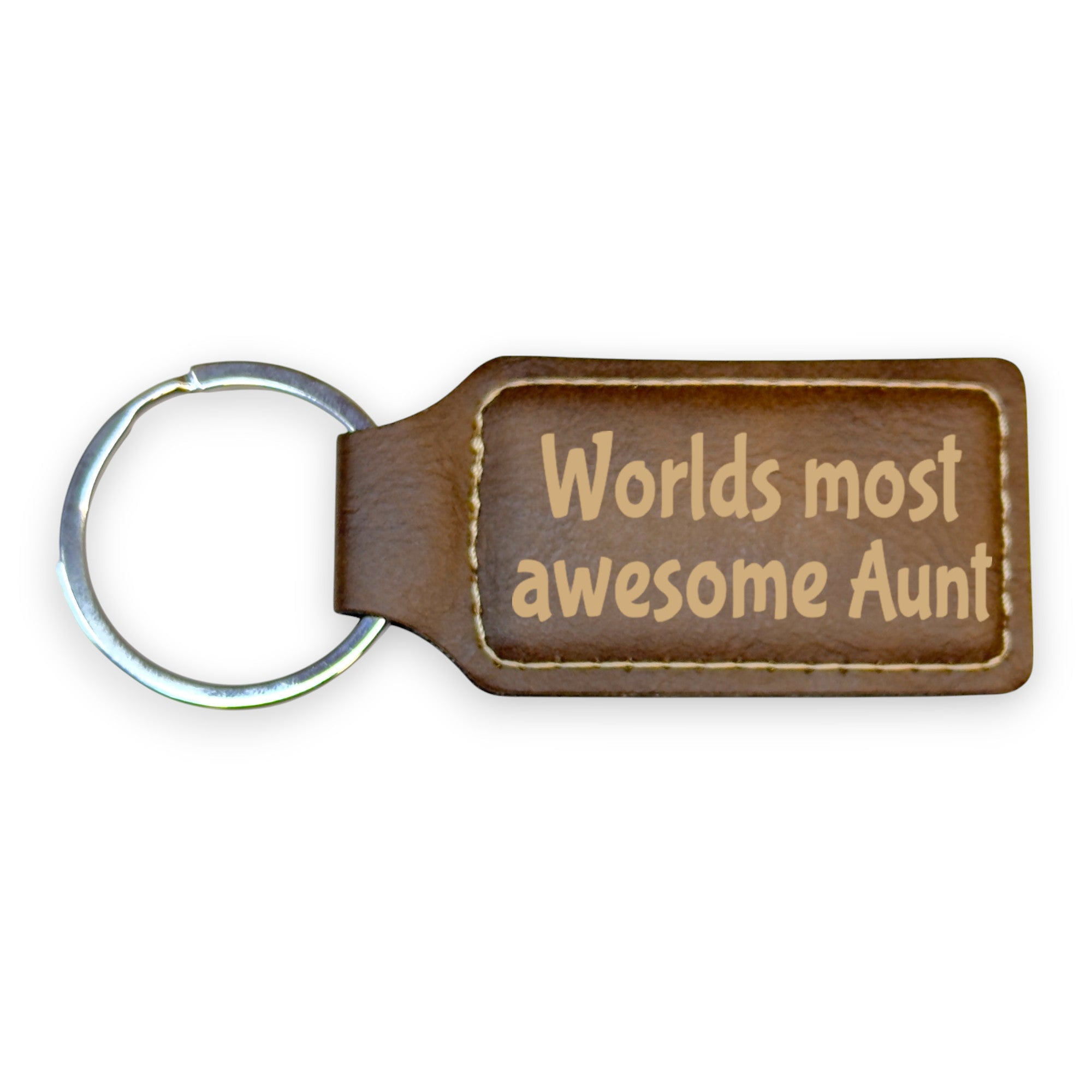 Keychain - Rectangle - Worlds Most awesome Aunt - Leather Keychain - Rectangle - Worlds Most awesome Aunt - Leather