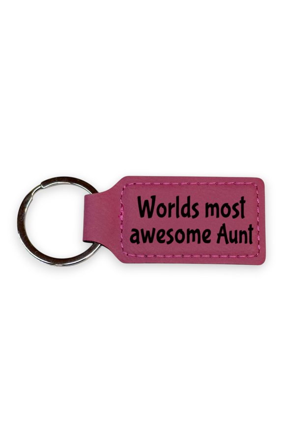 Keychain - Rectangle - Worlds Most awesome Aunt - Leather