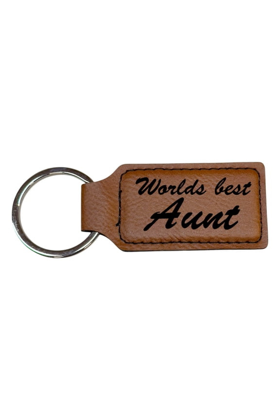 Keychain - Rectangle - Worlds best Aunt - Leather