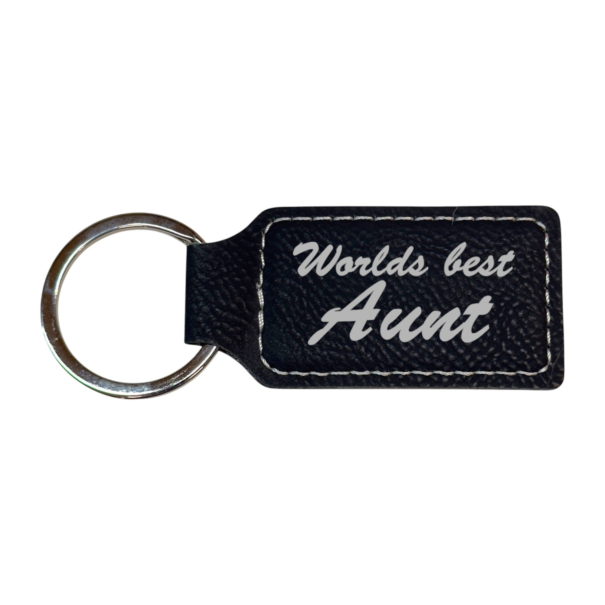 Keychain - Rectangle - Worlds Most awesome Aunt - Leather Keychain - Rectangle - Worlds Most awesome Aunt - Leather