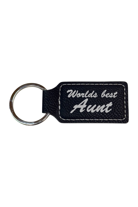 Keychain - Rectangle - Worlds best Aunt - Leather