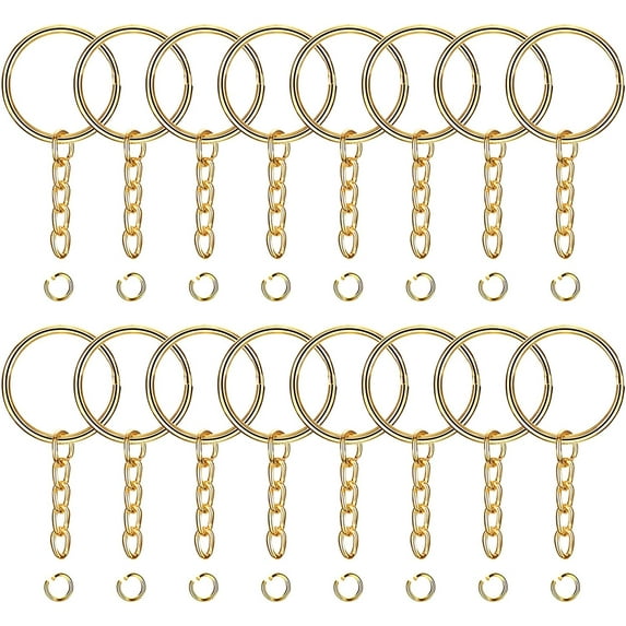 Keychain Rings 100PCS Gold Key Ring Set Keychain Keyrings Kit Accessories with Open Jump Rings for Crafts Making