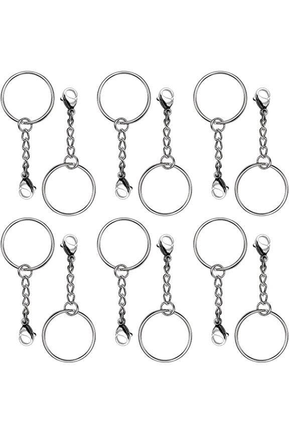 Keychain Rings with Chain, 50PCS Key Chain Kit Include Split Key Ring with Chain,Open Jump Rings,Lobster Clasp,Keychain Ring for Crafts,Resin and Jewelry Making Supplies