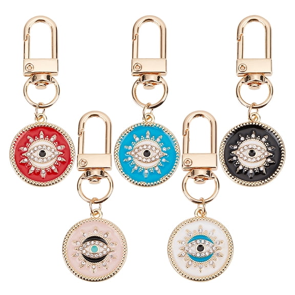 Keychain Round Alloy & Enamel Pendants Charms