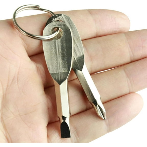 Keychain Screwdriver - 2-in-1 Keychain Screwdriver Bit with Phillips and Flathead Slotted Screwdrivers,Practical Multi Tool Mens Stocking Stuffers for Daily Repairs and Outdoor Activities