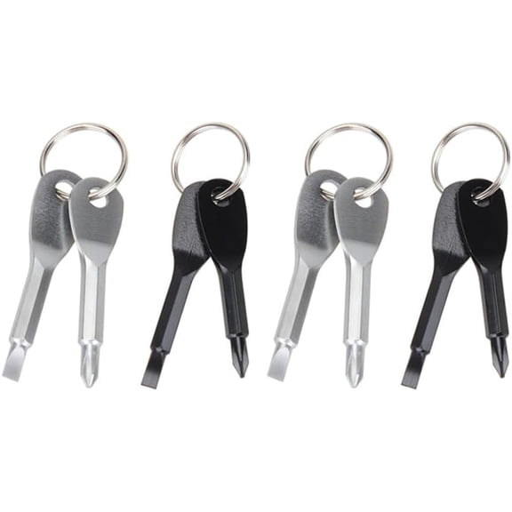 Keychain Screwdriver Set,Portable Pocket Key Chain Phillips Slotted Head Screwdriver,Flat Head Screwdriver & Small Phillips Head Screwdriver,Mini Multifunction Repairing Tool Set of 4