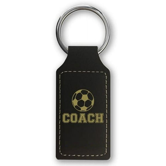 Keychain - Soccer Coach (Black Rectangle)