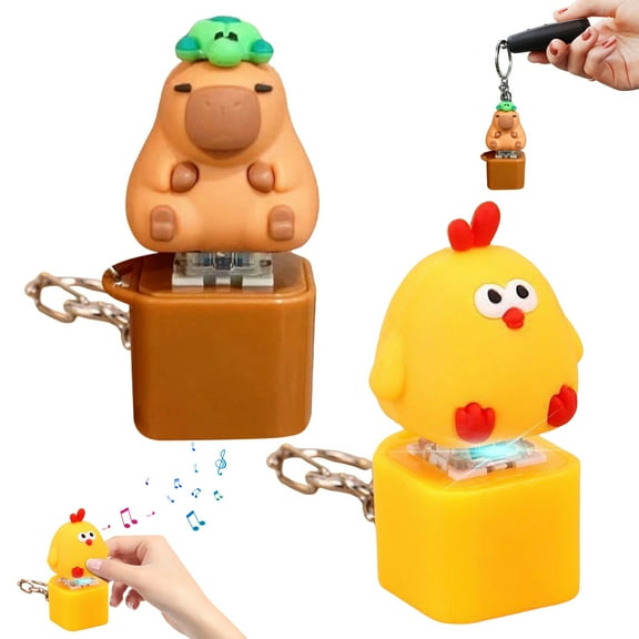 Keychain Sound Fidgets Toys Rechargeable Chick Anxiety Reliefs Keychain Button Toy with Colorful Light & Sound Adults Keyboard Clicker