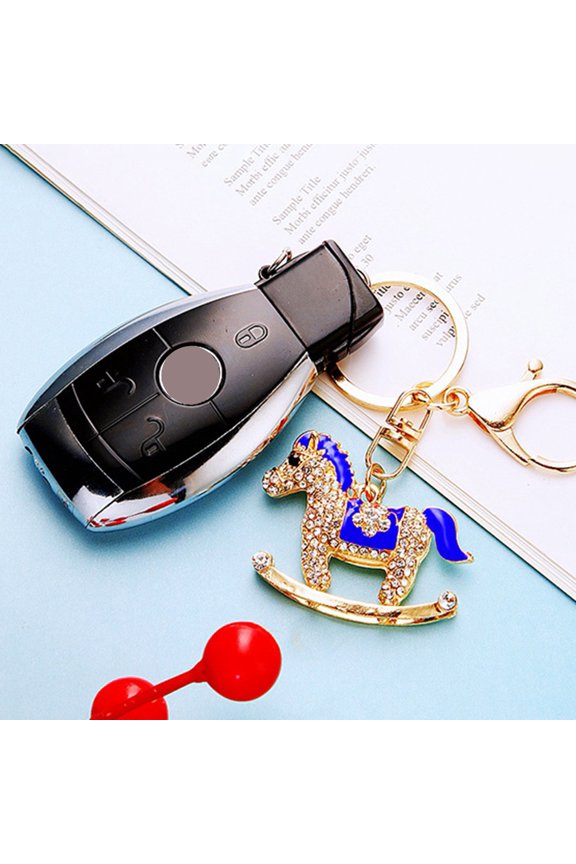 Keychain Sparkling Rhinestones Inlay Horse Design Key Chain Pendant Decorative Lucky Charm Bags Backpacks Cars Pendant