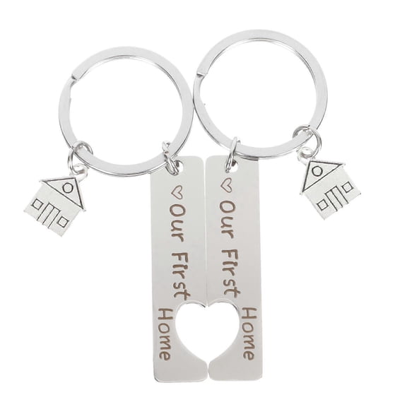 Keychain Stainless Steel House Shaped Pendant Keychains 5x1.2cm Preventing Keys from Missing 2Pcs