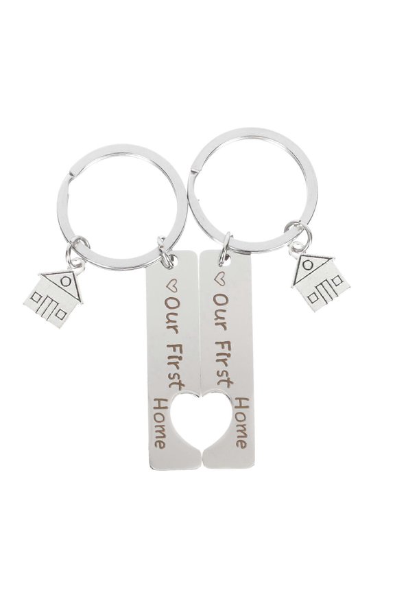 Keychain Stainless Steel House Shaped Pendant Keychains 5x1.2cm Preventing Keys from Missing 2Pcs