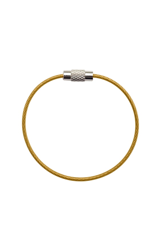 Keychain, Stainless Steel Wire Rope Key Ring, Color Coated Rubber Locking Buckle for Keys Luggage Tags Tools 10-Pack, Yellow