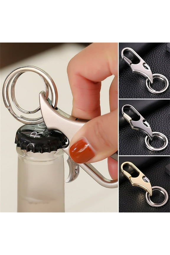 Keychain Tool, EDC Gear, Metal Key Ring with Bottle Opener, Knife and Hook for Work, Outdoor Use, 1-Pack