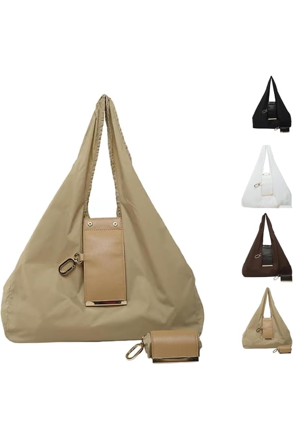 Keychain Tote Bag,Expandable Leather Mini Bags with Key Ring, Foldable,Portable Handbag for Daily Errands