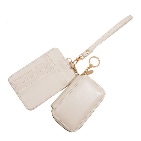 Keychain Wallet,Detachable Duals Pouch Wristlet Wallets Card Holder Portable Mini Zip Around Small Wallet Coin Purses
