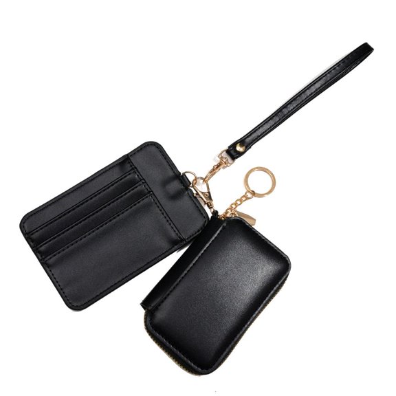 Keychain Wallet,Detachable Duals Pouch Wristlet Wallets Card Holder Portable Mini Zip Around Small Wallet Coin Purses