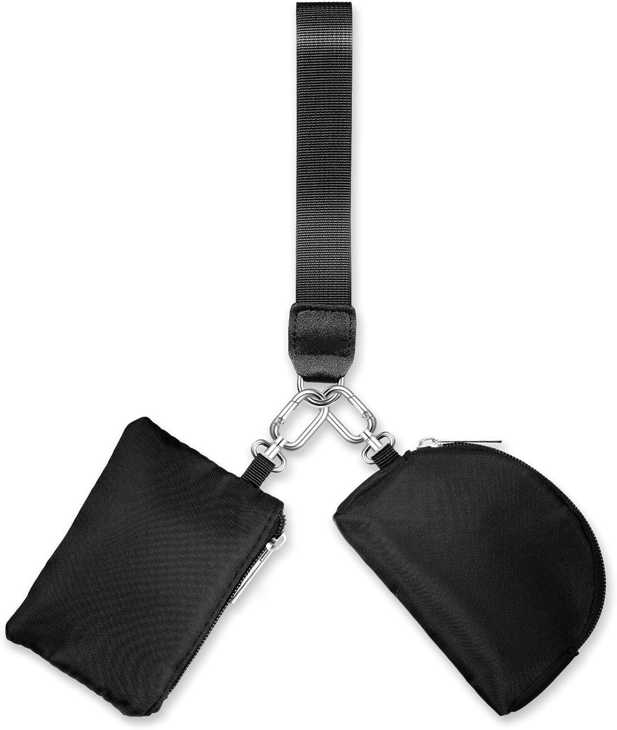 Keychain Wallet, Mini Zip Around Keychain Wristlet Wallets Dual Pouch ...