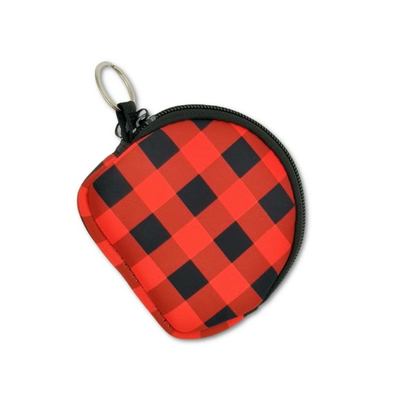 Keychain Wallet, Small Toiletry Case, Cosmetic Makeup Bag & Toiletry Bag for Women (Red Plaid, Small)