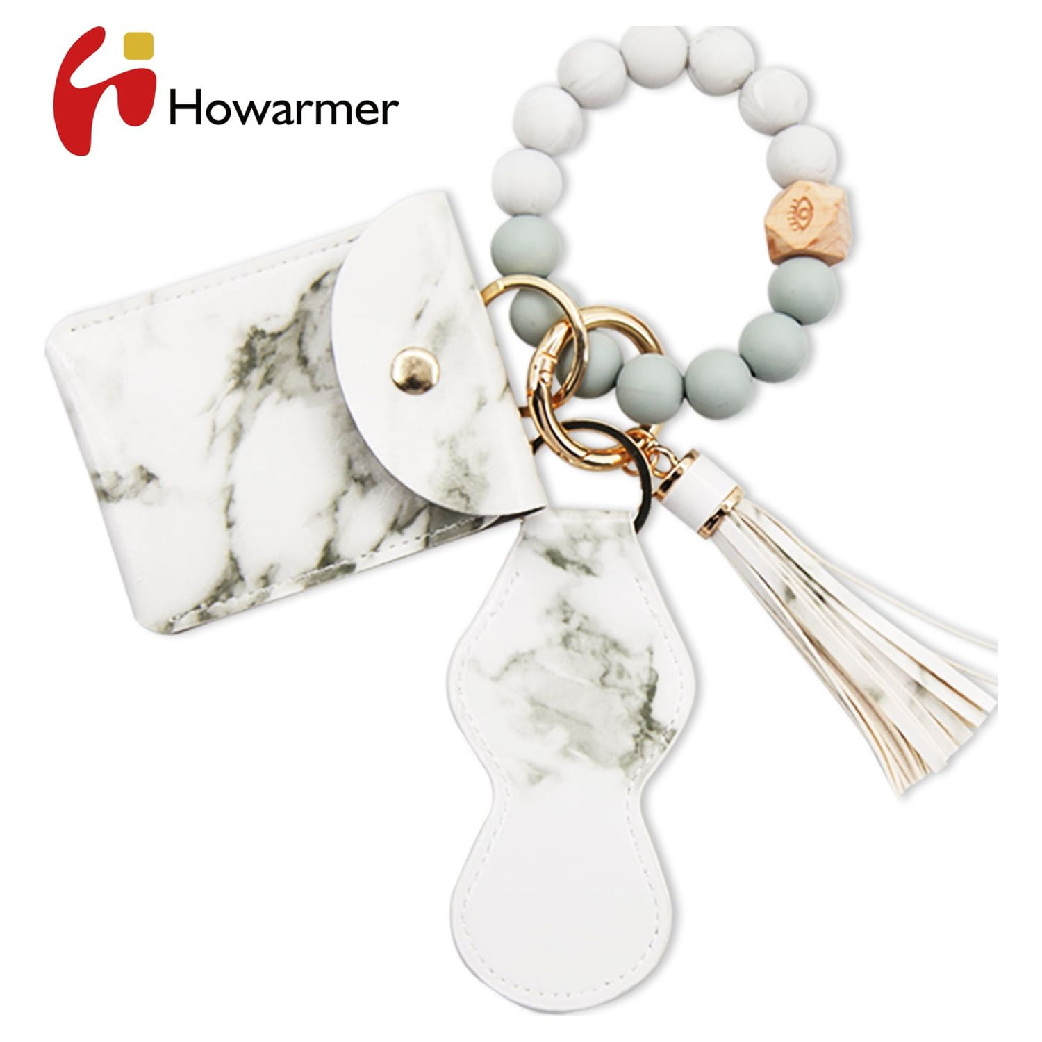 Silicone Wristlet Round Beads Wrist Keychain Bracelet Keyring Womens  Accessories | eBay