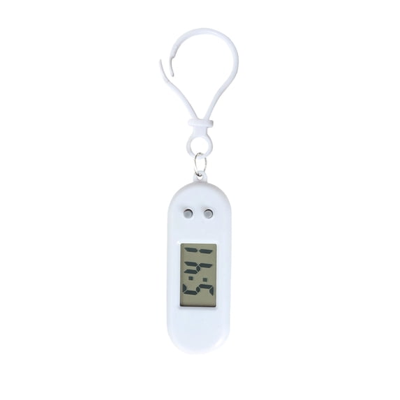 Keychain Watch, Led Digital Keychain Pocket Watch Mini Portable Backpack Clock With Lanyard Silent Exam Timer Keychain Watch for School White