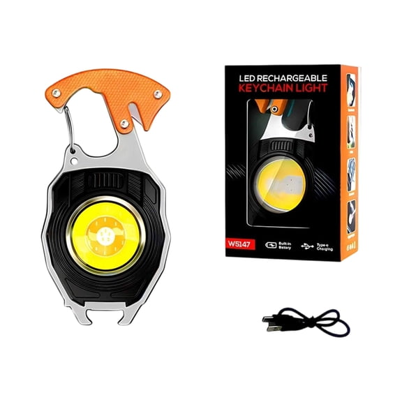 Keychain Work Light With Lighter, Rechargeable Led Strong Light, Portable Camping Lamp For Outdoor & Auto, Multi-Functional Keychain Light With Integrated Lighter And Keychain