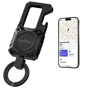 Extrelife Keychain Tracker, Men's Key Chain Works with Find My, Heavy Duty Keychain Carabiner Car Key Chains, Anti-Lost Tracker with Keyrings, Rechargeable & Waterproof