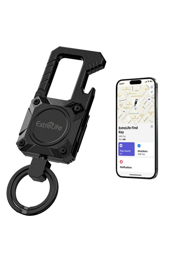 Smart Keychain, Works with Apple Find My, Heavy Duty Keychain Bottle Opener, Carabiner Car Key Chains with GPS Tracker, Key Finder, Bluetooth Tracker for Luggage, Black