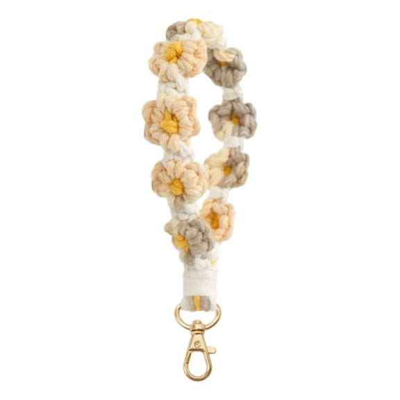 Keychain Wristlet Keychain Weave Exquisite Keyring Holder Bracelet Lanyard Mobile Phone Lanyard Flower Chain Hand Woven High End Decoration Snowy Garland with Berries Wooden Beads Garland 10 Ft Trees