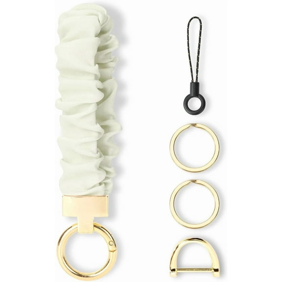 Keychain Wristlet, Stretchy Key Chain for Car Keys with D ring, Cute Scrunchie Wrist Bracelet for Women Men