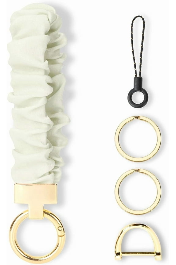 Keychain Wristlet, Stretchy Key Chain for Car Keys with D ring, Cute Scrunchie Wrist Bracelet for Women Men