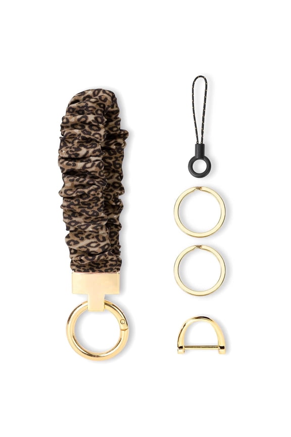 Keychain Wristlet, Stretchy Key Chain for Car Keys with D ring, Scrunchie Wrist Bracelet