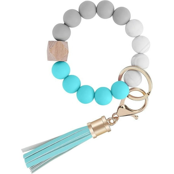 Keychain Wristlet for Women, Silicone Bead Bracelet Key Ring Girl, Key Chain Holder for Car Keys