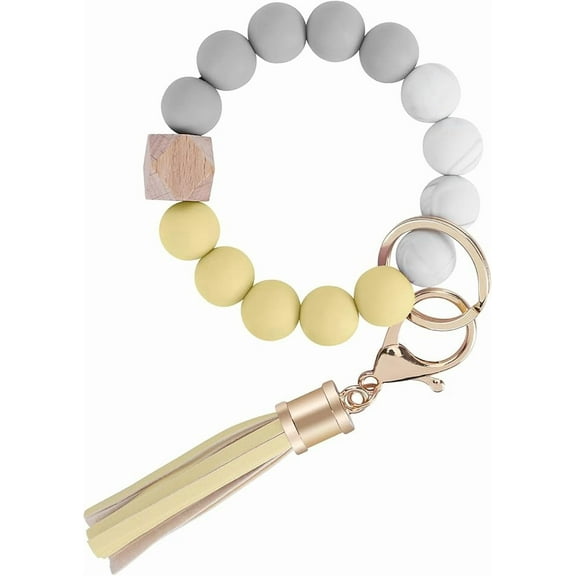 Keychain Wristlet for Women, Silicone Bead Bracelet Key Ring Girl, Key Chain Holder for Car Keys