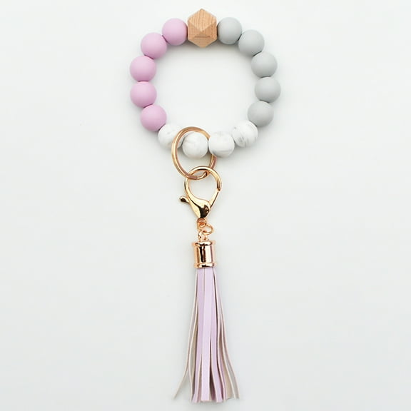 Keychain Wristlet for Women, Silicone Bead Bracelet Key Ring Girl, Key Chain Holder for Car Keys