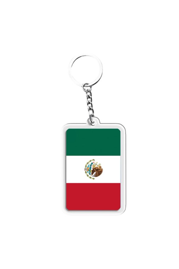 Keychain for Car Keys, Key Chain Rings, Mexican National Flag, 2X3.5 in, Bag Tags for Luggage, World Cup Viewing Accessory, Clear Border, 1 Pc