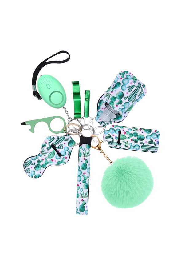 Keychain for Woman, Safety Keychain Set for Girls Kids Students Woman Mother Gift Green