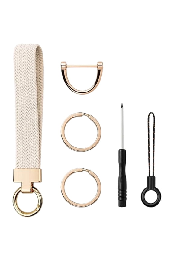 Keychain for Women Men, Woven Wrist Key Chain with 3 Key Rings, D Ring, Cute Wrist Lanyard for Car Keys