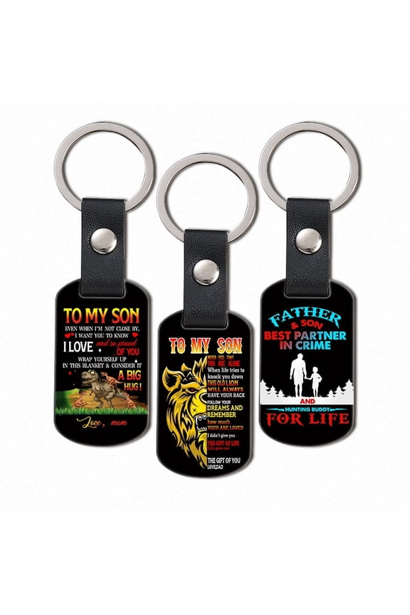Keychain in stock for son Holiday family gift with tag Metal keychain with color printing