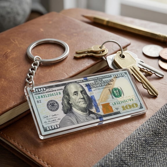 Keychain100 Dollar Bill Keychain, Money Keyring, Hundred Dollar Cash Bag Charm,Benjamin Franklin Key,Hustle Entrepreneur Gift,Funny Gag Gift (1 keychain)