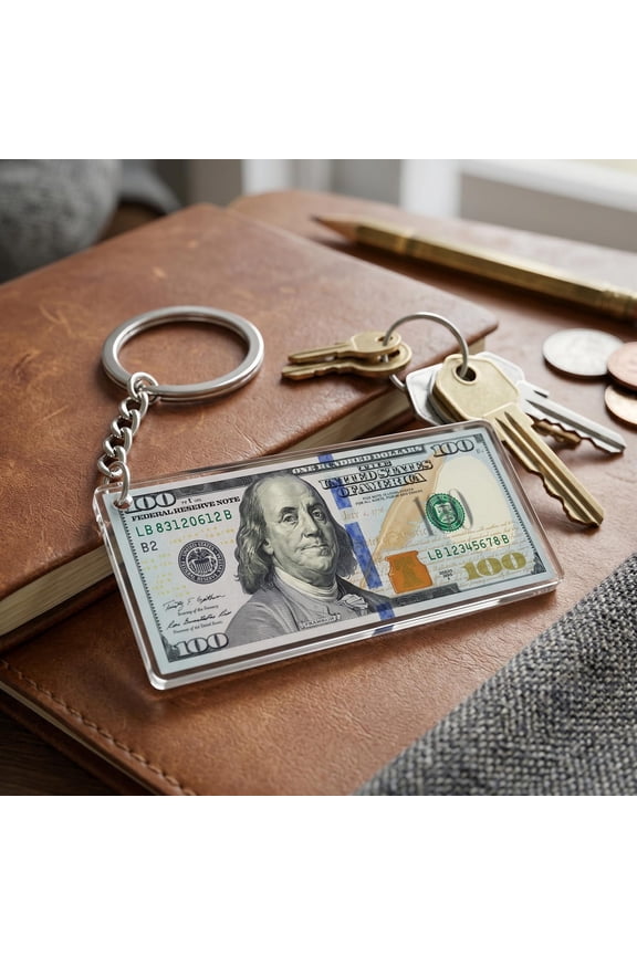 Keychain100 Dollar Bill Keychain, Money Keyring, Hundred Dollar Cash Bag Charm,Benjamin Franklin Key,Hustle Entrepreneur Gift,Funny Gag Gift (1 keychain)