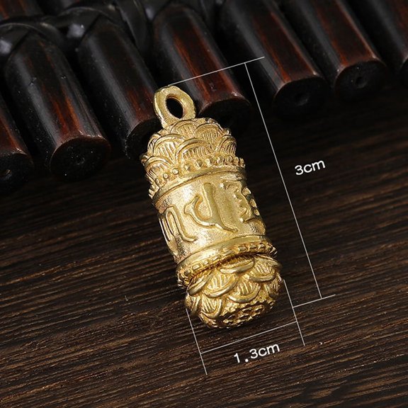 Keychains Brass Buddha Sutra Cylinder Pendant Keychain Hanging Necklace Jewelry Pill Box Medicine Case Container Bottle