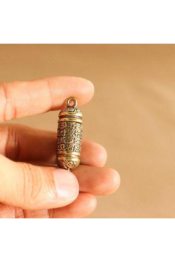 Keychains Brass Buddha Sutra Cylinder Pendant Keychain Hanging Necklace Jewelry