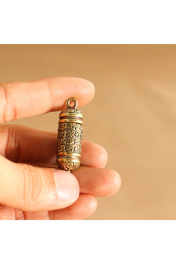 Keychains Brass Buddha Sutra Cylinder Pendant Keychain Hanging Necklace Jewelry