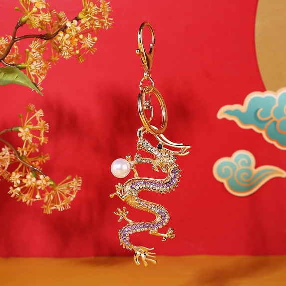 Keychains Exquisite Chinese Keychain, Metal Craft with Pearls and for Everyday, 4.3 cmx15 cm, Color F