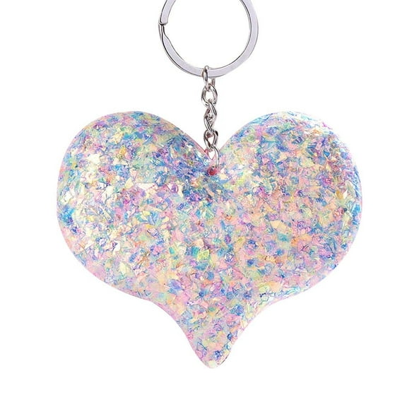 Keychains Fashion Heart Keychain Reflective Colorful Sequin Heart Shaped Pendant Keyring