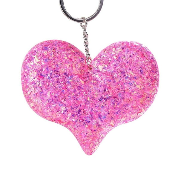 Keychains Fashion Heart Keychain Reflective Colorful Sequin Heart Shaped Pendant Keyring
