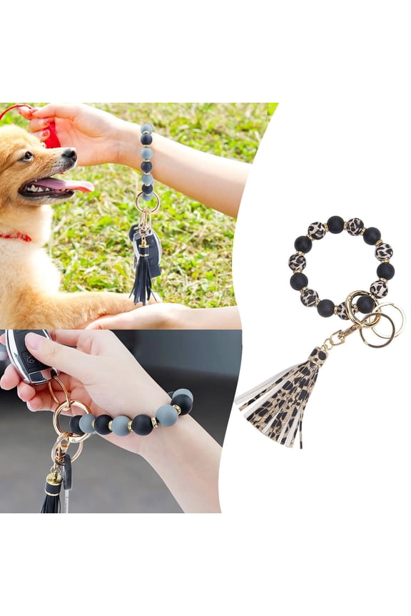 Keychains Keyring with Silicone Beaded Bracelet Hanging Ornament European Tassel Hand Chain And Key Ring For Everyday Use
