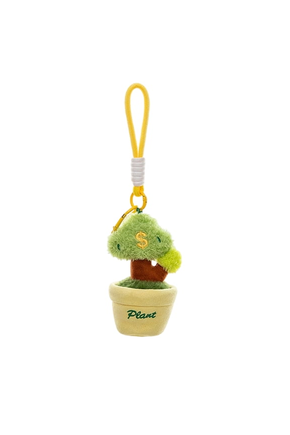 Keychains for Keys Women - 4.7 Inch Cute Green Plant Potted Desktop Decor with Plush Doll Keychain - Keychains for Backpacks - Artificial for Home Desk Shelf Decoration Holiday Birthday Gifts D, 1Pcs